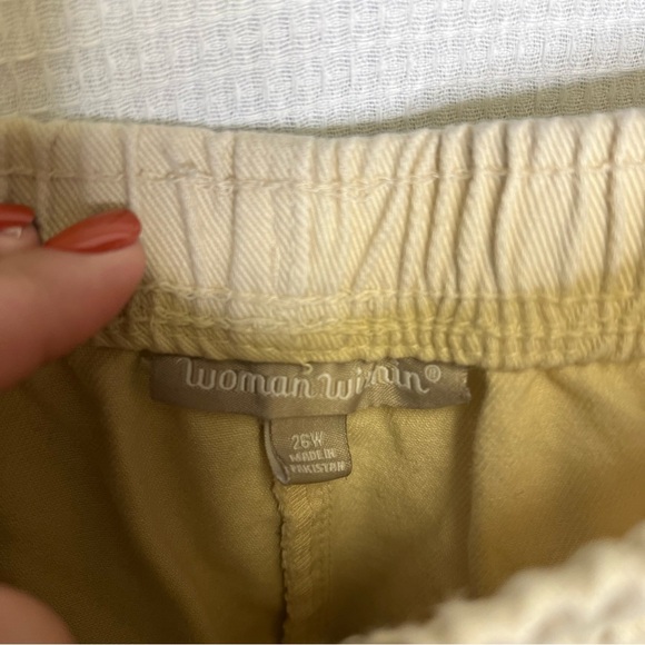 Woman Within | Tan Cream Tapered Pants 26W Stretch Waist - Picture 7 of 9